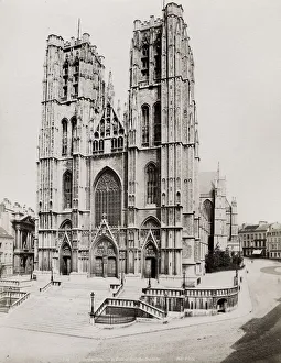 Vintage late 19th century photograph - Brussels, Eglise St Godule, Belgium Vintage late 19th century photograph - Brussels, Eglise St Godule, Belgium