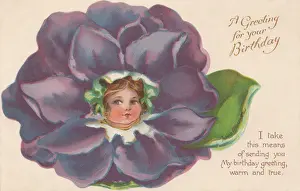 Violet Flower Faces Print circa 1908