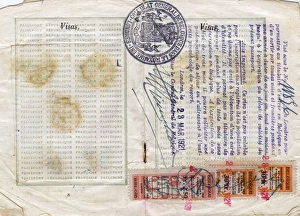 Visa pages with stamps in a French passport Visa pages with stamps in a French passport