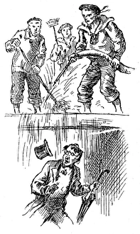 A Visitor to an Emigrant Ship being soaked by Seamen, 1884 A Visitor to an Emigrant Ship being soaked by Seamen, 1884