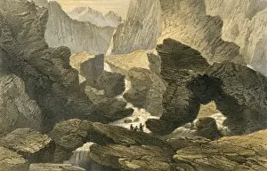 Volcanic Landscape Print, Saian Mountains, Mongolia, 1858