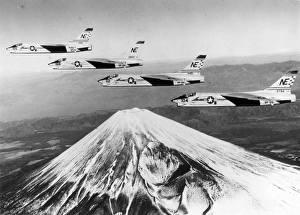Four Vought F8U-1 Crusaders from VF-211 on USS Midway Four Vought F8U-1 Crusaders from VF-211 on USS Midway
