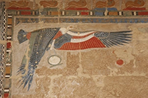 Vulture Nekhbet opening their protective wings. Temple of Ha Vulture Nekhbet opening their protective wings. Temple of Ha