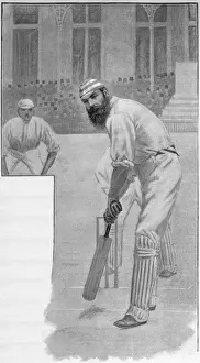 Cricket Batting Techniques Prints: W G Grace at the wicket
