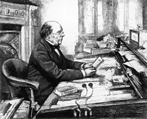 19th Century History Prints: W H Smith at his Desk