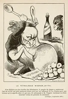 Prints of RICHARD WAGNER German composer in a satirical comment on his four-part opera cycle, Der Ring des Nibelungen Richard Wagner Prints: Der Ring des Nibelungen Print
