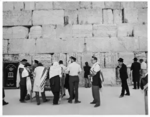 Traditional Jewish Men at the Wailing Wall Print