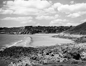 Prints of The beautiful Caswell Bay, on the Gower Peninsula, Glamorganshire, Wales. Date: 1960s Wales Prints: Caswell Bay Print, Gower Peninsula, Wales 1960s