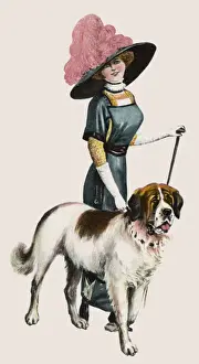 St Bernard Dog Prints: Walking the Dog