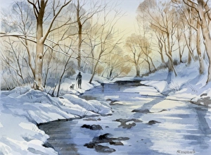 Walking the dog in a Winter Landscape Walking the dog in a Winter Landscape