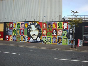 Wall mural of colourful images of people at Belfast Wall mural of colourful images of people at Belfast