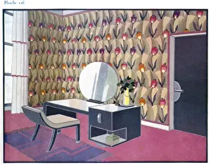 20th Century Wallpaper Print with Dressing Table and Chair