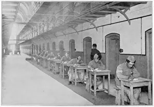 Prints of Built in 1851 and originally called the Surrey House of Correction. The inmates writing letters Wandsworth Prints: Wandsworth Prison Print: 1851 Letter-Engraved Facade