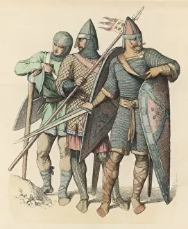 Print of Western European Warriors in Crusade Armor