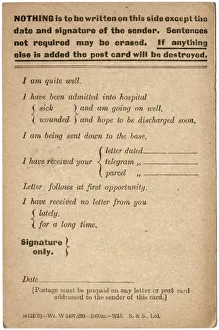 Wartime postcard for soldiers to send home Wartime postcard for soldiers to send home