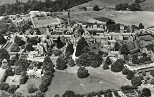 Prints of An aerial view of the Warwick County Mental Hospital at Hatton, Warwickshire, originally opened in 1846 as the Warwick County Lunatic Asylum. The site later became known as the Central Hospital Warwickshire Prints: Aerial View of Warwick County Mental Hospital Print, 1846