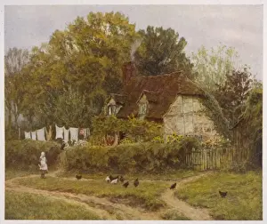 Washing Day Print: A Country Cottage Scene