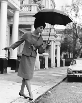 Young Woman With Umbrella Prints: Watch your Step