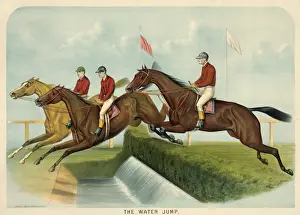 American Horse Racing Prints: The water jump