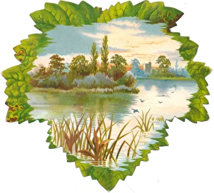 Waterside scene on a reversible Christmas card Waterside scene on a reversible Christmas card