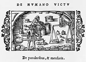 Medieval Weighing and Measuring Print