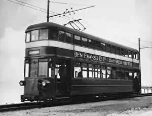 Prints of The large double-decker tram of the Swansea and Mumbles Railway, Glamorgan, Wales. They were the largest trams in UK service Swansea Prints: Wales Largest Double-Decker Tram Print
