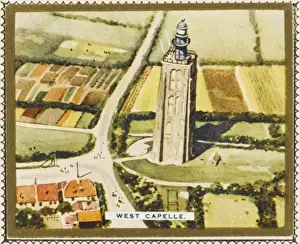 Aerial View Of Lighthouse Prints: West Capelle Lighthouse