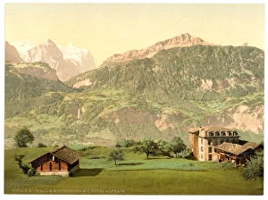 Well and Wetterhorn, with Hotel Alpbach, Bernese Oberland, S Well and Wetterhorn, with Hotel Alpbach, Bernese Oberland, S