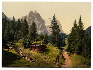 Well and Wetterhorn Mountains, Bernese Oberland, Switzerland Well and Wetterhorn Mountains, Bernese Oberland, Switzerland