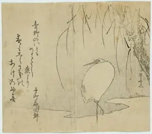 White Heron Beneath a Willow Tree Print, 1804-1818