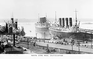 White Star dock with three liners, Southampton White Star dock with three liners, Southampton