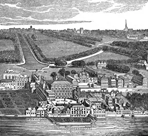 Early 17th-century Whitehall View Bird's-eye Print