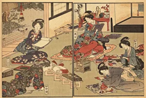 Wife of the elite samurai class relaxing Wife of the elite samurai class relaxing