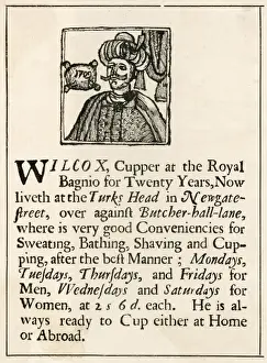 Historical Medical Equipment Prints: Wilcox the Cupper / Advert