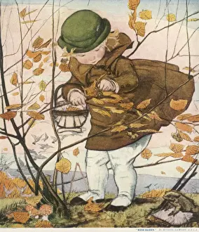 Autumn Scene: Wind Blown Print by Muriel Dawson