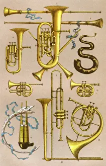 Wind Instruments, a Print from 1878