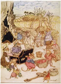 Wind in Willows Print: Mice Join Ratty and Mole at Picnic
