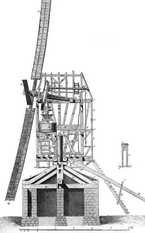 Windmill In France Prints: Windmill in 18th C
