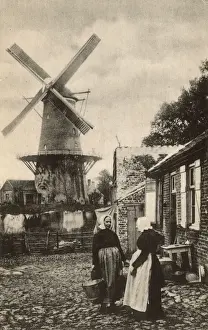 Windmills In Europe Prints: Windmill with platform, Sluis, Netherlands
