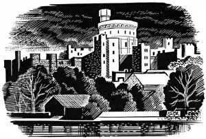 Windsor Castle Etching Print, 1953