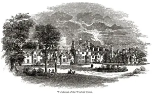 Prints of A view of the Windsor Union Workhouse, designed by George Gilbert Scott. Date: 1841 Windsor Prints: Windsor Union Workhouse Print, 1841