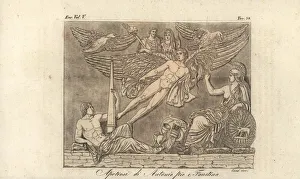 A winged genius carries Emperor Antoninus Pius to heaven A winged genius carries Emperor Antoninus Pius to heaven