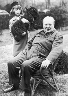 Winston Churchill posing in the garden of the White House Winston Churchill posing in the garden of the White House