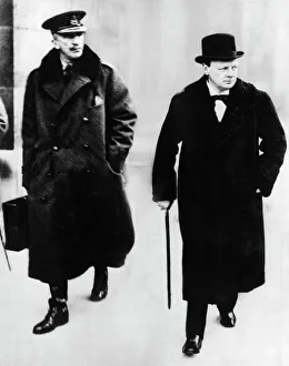 Winston Churchill walking along the street Winston Churchill walking along the street