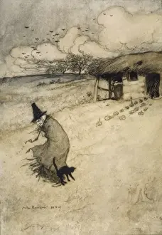 Arthur Rackham Prints Online Prints: Witch and Cat (Rackham)
