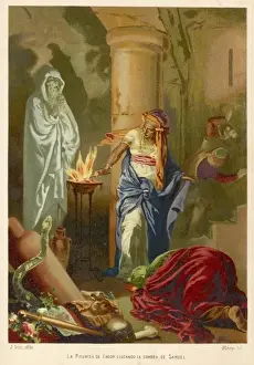 Print of the Witch of Endor summoning Samuel's spirit