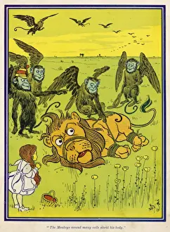 Winged Monkeys Capture the Lion Print