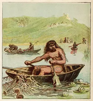 Ancient Britain Prints: Woaded Briton in Coracle