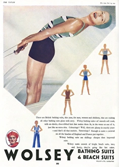 Wolsey bathing suits and beach suits advertisement, 1931 Wolsey bathing suits and beach suits advertisement, 1931