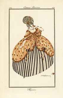Woman in ball gown and mask, costume of Manon Lescaut Woman in ball gown and mask, costume of Manon Lescaut